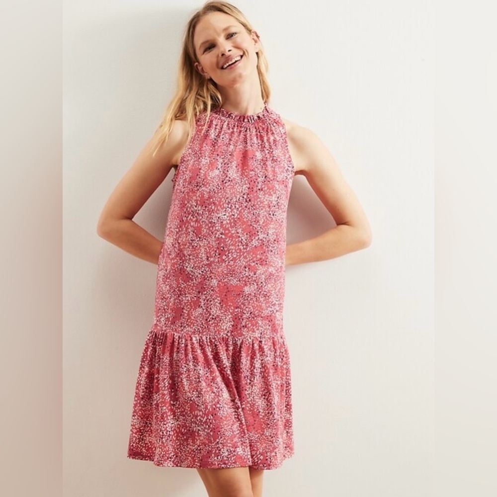 BANANA REPUBLIC Pink Knit Flounce Shift Dress Size Large Tall